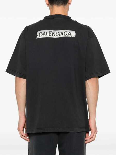 Tricouri Balenciaga Crewneck T-shirt FADED WASHED BLACK Barbati (BM 19717286) 4