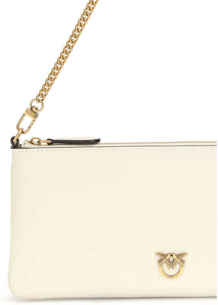 Genti de umar Pinko Leather Shoulder Bag BIANCO SETA-ANTIQUE GOLD Femei (BM 19717856) 4