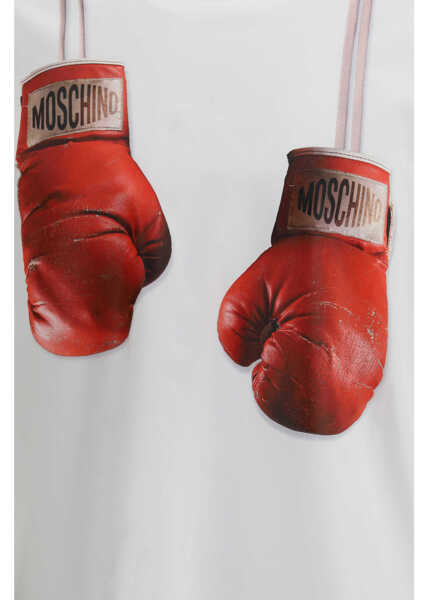 Manusi Moschino Organic cotton jersey T-shirt with boxing gloves trompe-lil print FANTASIA BIANCO Barbati (BM 19717859) 3