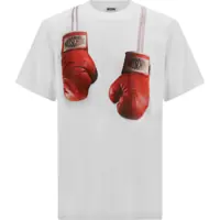 Manusi Moschino Organic cotton jersey T-shirt with boxing gloves trompe-l&rsquo;&oelig;il print