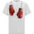 Moschino Organic cotton jersey T-shirt with boxing gloves trompe-l&rsquo;&oelig;il print FANTASIA BIANCO