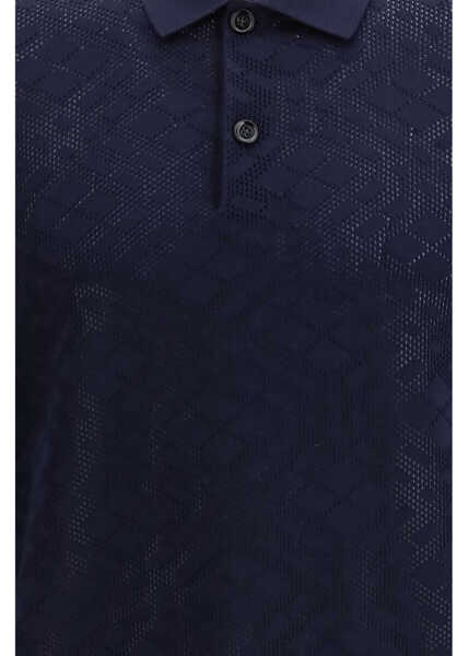 Tricouri Polo Burberry Check wool Polo SILHOUETTE BLUE Barbati (BM 19717865) 3