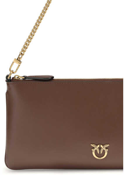 Genti de umar Pinko Leather Shoulder Bag ROSSO VINO-ANTIQUE GOLD Femei (BM 19717928) 4