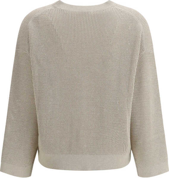 Pulovere casual Brunello Cucinelli Crewneck Sweater AVENABEIGE Femei (BM 19717970) 2