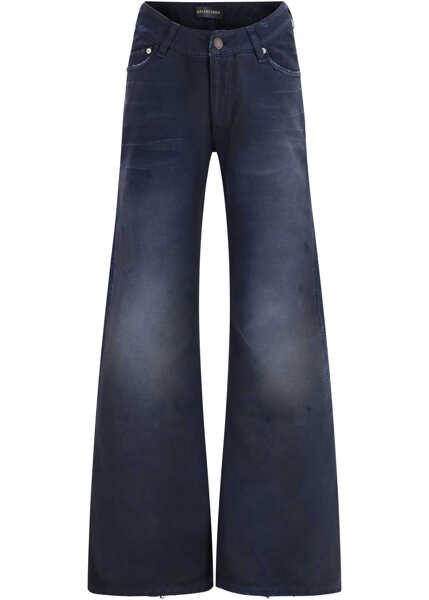 Pantaloni casual Balenciaga Curved Waist denim Trousers NAVY/DIRTY DARK BLUE Femei (BM 19718024) 1