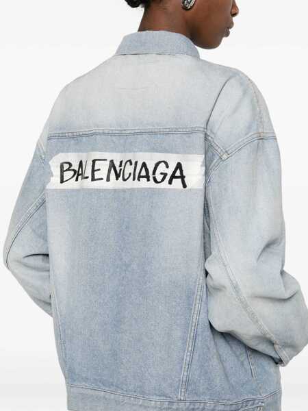 Jachete Balenciaga Regular-fit denim Jacket DIRTY LIGHT BLUE Femei (BM 19718036) 5