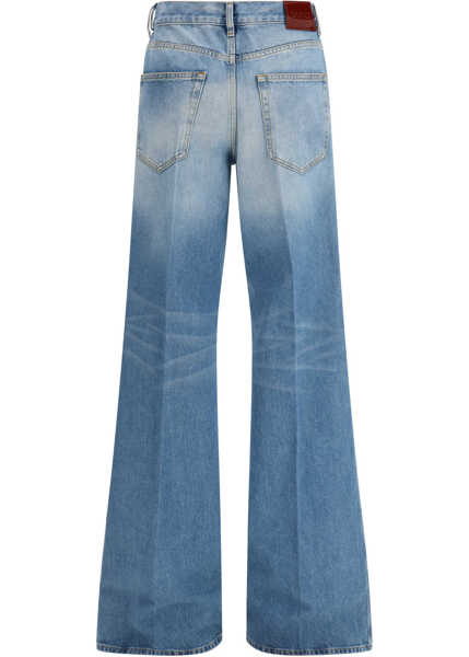 Pantaloni casual Gucci Cotton denim flare Trousers BLUE Femei (BM 19718042) 2
