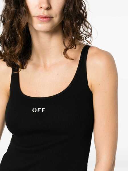Topuri Off-White Off Stamp Rib Tank Top BLACK-WHITE Femei (BM 19718072) 5