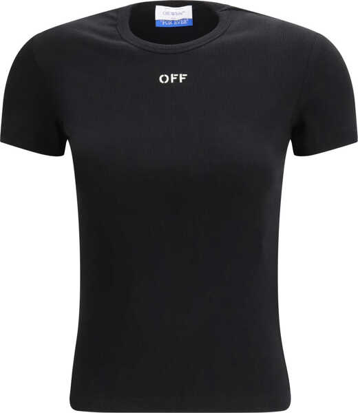 Tricouri Off-White Off Stamp Rib Basic T-shirt BLACK-WHITE Femei (BM 19718129) 1