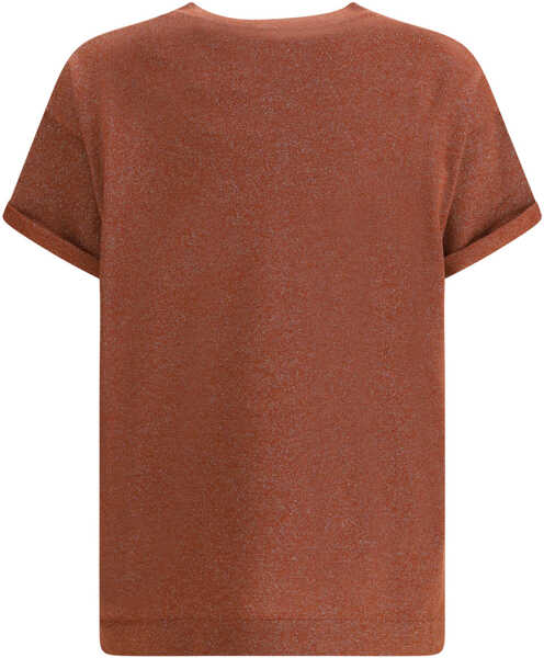 Tricouri Brunello Cucinelli cashmere glitter T-shirt FIRE BRICK Femei (BM 19718189) 2