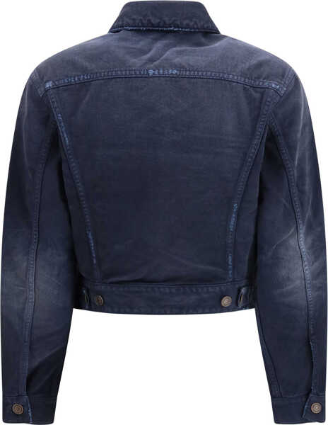 Jachete Balenciaga Curved-waist Trucker Jacket NAVY/DIRTY DARK BLUE Femei (BM 19718630) 2