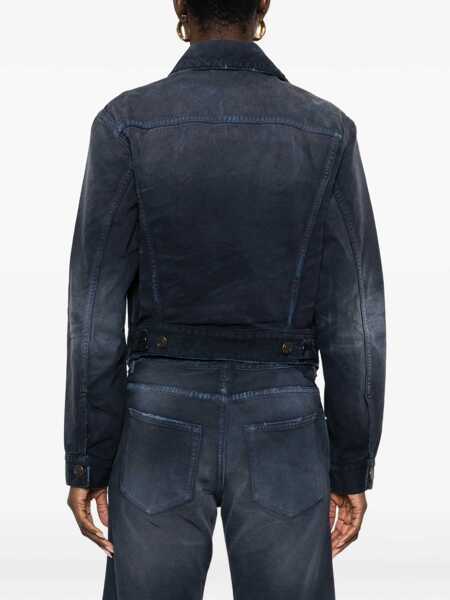 Jachete Balenciaga Curved-waist Trucker Jacket NAVY/DIRTY DARK BLUE Femei (BM 19718630) 4