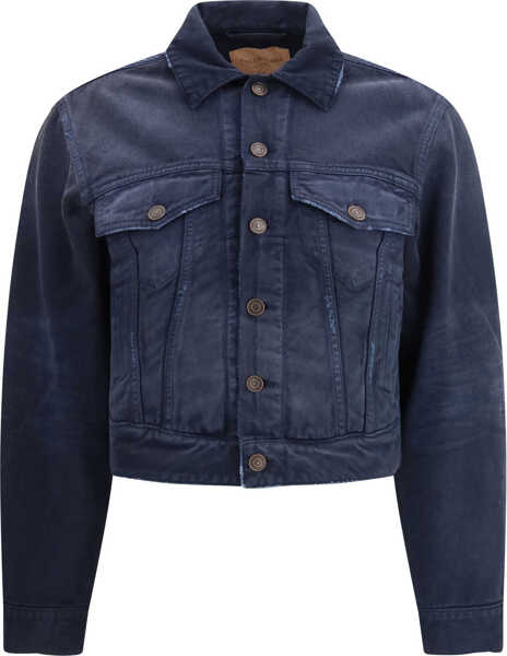 Jachete Balenciaga Curved-waist Trucker Jacket NAVY/DIRTY DARK BLUE Femei (BM 19718630) 1