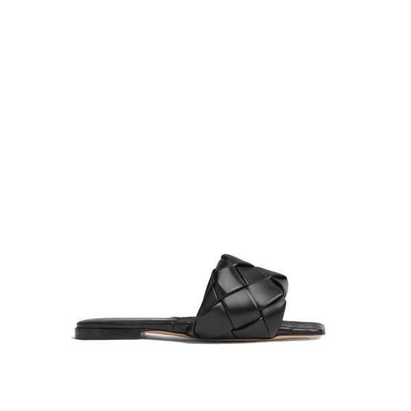 Sandale Bottega Veneta BOTTEGA VENETA Intrecciato leather flat sandals Black Femei (BM 19719066) 1