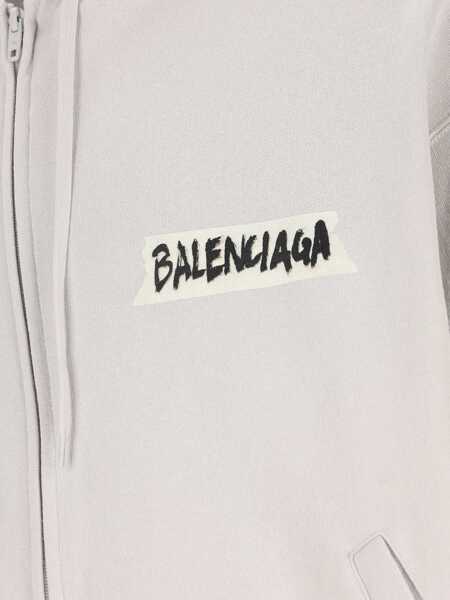 Bluze de trening Balenciaga Masking Tape Zip-Up Hoodie WHITE Barbati (BM 19720004) 4