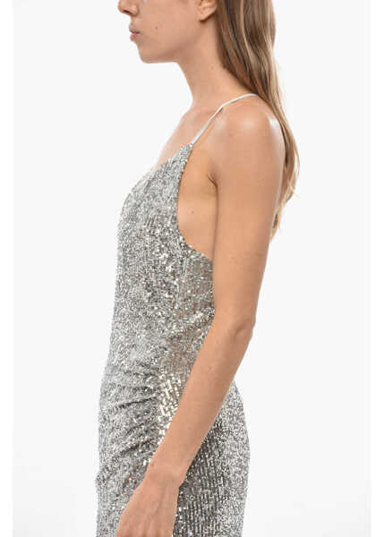 Rochii lungi Balmain Sequined Maxi Dress With Split And Paghetti Strap Silver Femei (BM 19720868) 2