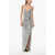 Balmain Sequined Maxi Dress With Split And Paghetti Strap Silver