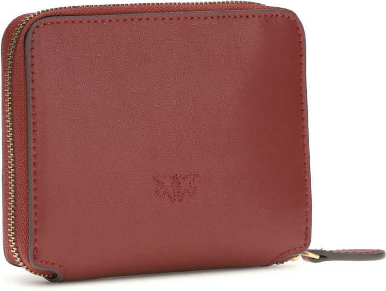 Portofele Pinko Leather zip-around Wallet ROSSO SCURO-ANTIQUE GOLD Femei (BM 19720970) 2