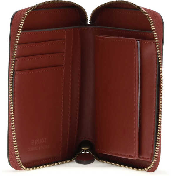 Portofele Pinko Leather zip-around Wallet ROSSO SCURO-ANTIQUE GOLD Femei (BM 19720970) 3