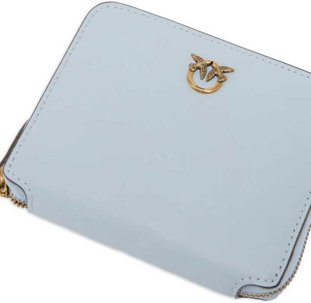 Portofele Pinko Leather zip-around Wallet AZZURRO CELESTE-ANTIQUE GOLD Femei (BM 19720979) 4