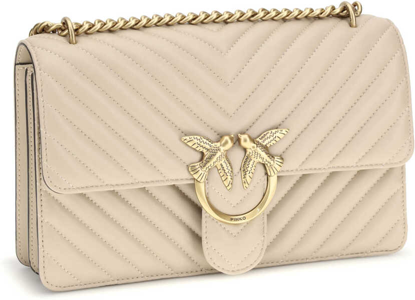 Genti de umar Pinko Love One Classic Shoulder Bag BEIGE-GRIGIO FUMO-ANTIQUE GOLD Femei (BM 19720982) 2