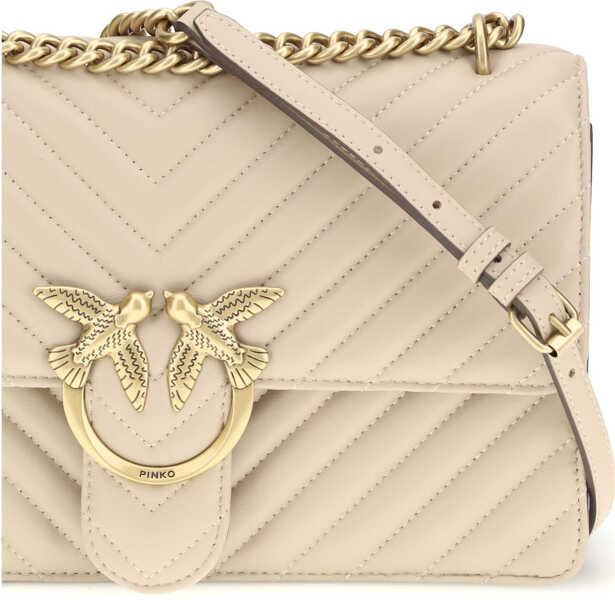 Genti de umar Pinko Love One Classic Shoulder Bag BEIGE-GRIGIO FUMO-ANTIQUE GOLD Femei (BM 19720982) 4