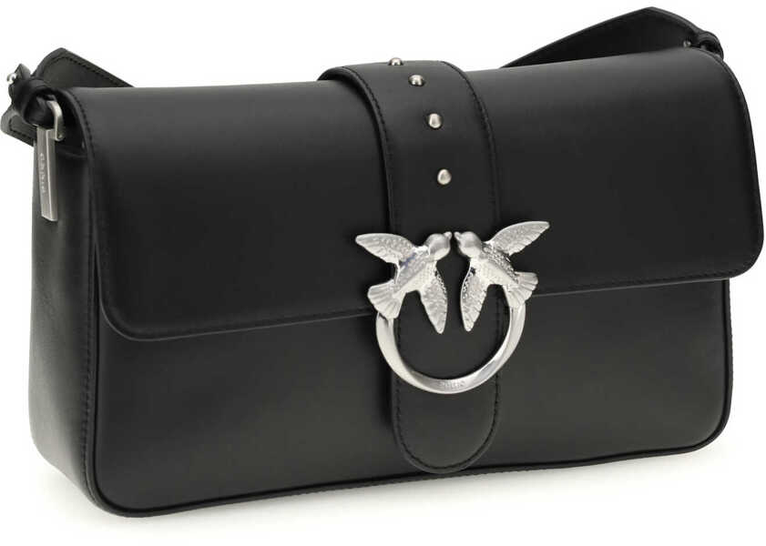 Portofele Pinko Love One Shoulder Bag NERO LIMOUSINE - MATT SILVER Femei (BM 19720991) 2