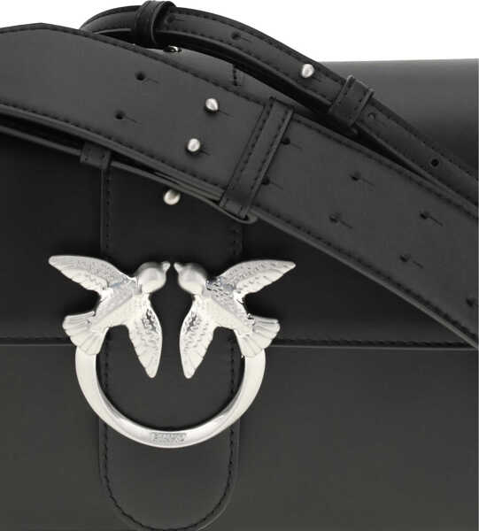 Portofele Pinko Love One Shoulder Bag NERO LIMOUSINE - MATT SILVER Femei (BM 19720991) 4