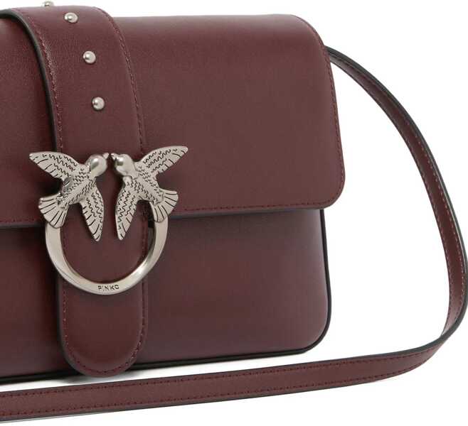 Portofele Pinko Love One Shoulder Bag ROSSO VINO-OLD SILVER Femei (BM 19720994) 3