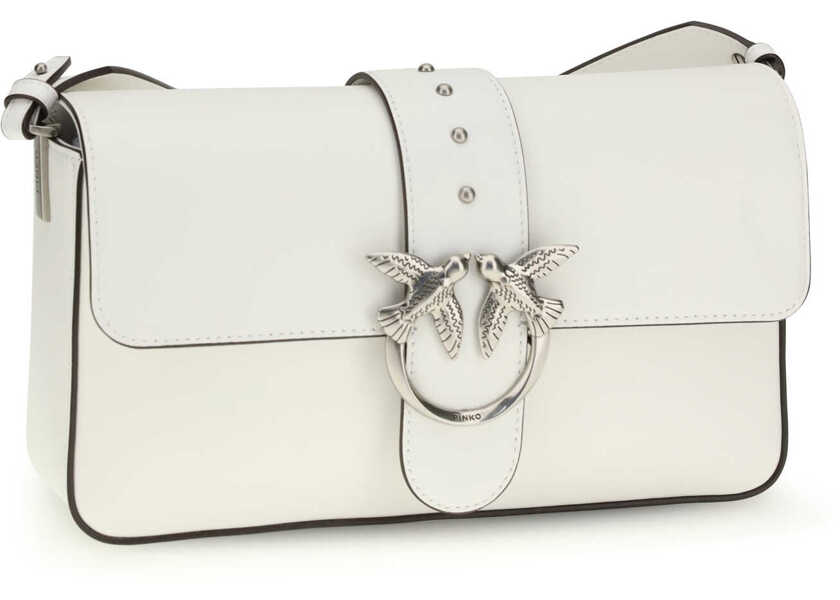 Portofele Pinko Love One Shoulder Bag BIANCO NEMBO-OLD SILVER Femei (BM 19721000) 2