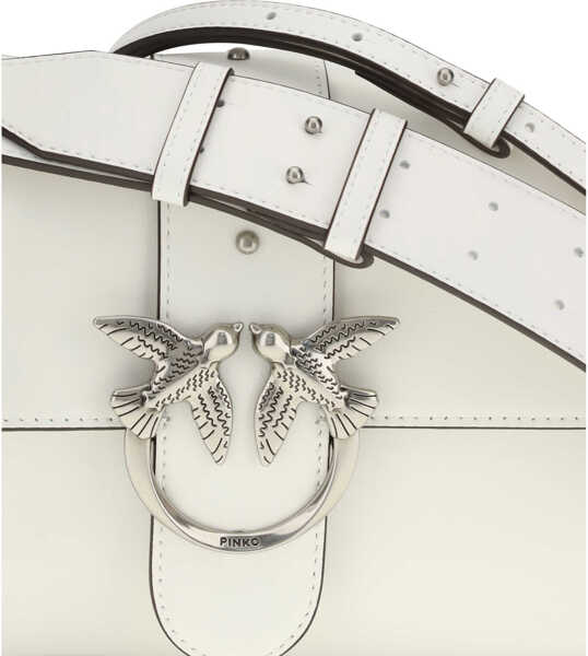 Portofele Pinko Love One Shoulder Bag BIANCO NEMBO-OLD SILVER Femei (BM 19721000) 4