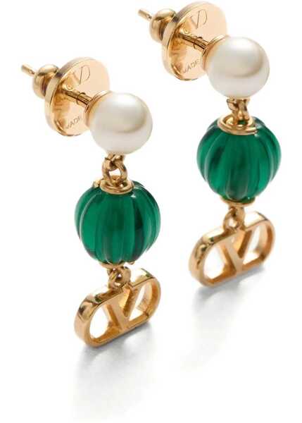 Cercei Valentino Garavani Dangling Earrings ORO/CREAM/VERDE Femei (BM 19721018) 2