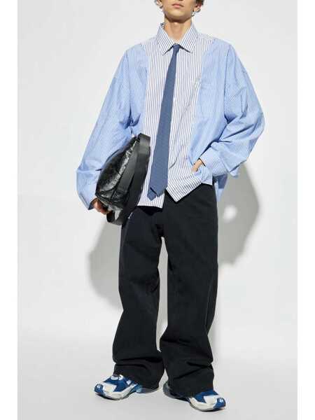 Camasi Balenciaga Balenciaga Cotton Striped Shirt Blue Barbati (BM 19721073) 2