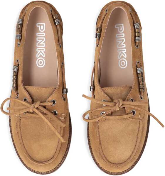 Mocasini Pinko Suede Grace Loafers TAN Femei (BM 19721126) 4