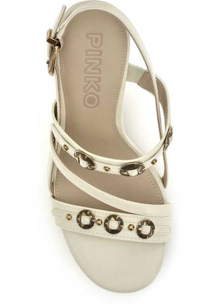 Sandale Pinko Leather Vanda Sandals YOGURT Femei (BM 19721135) 4