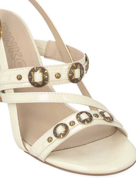 Sandale Pinko Leather Vanda Sandals YOGURT Femei (BM 19721135) 5