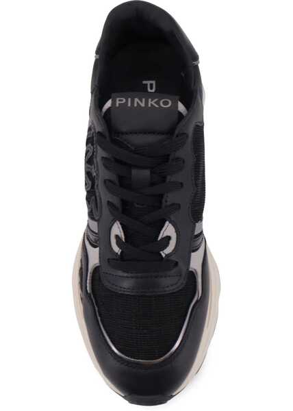 Sneakers Pinko Leather Zoe Sneakers with mesh inserts BLACK Femei (BM 19721141) 3