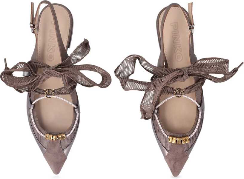 Sandale Pinko Gianira leather Ballerinas BROWN Femei (BM 19721150) 4