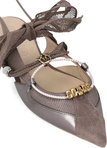 Balerini Pinko Gianira leather Ballerinas BROWN Femei (BM 19721150) 5