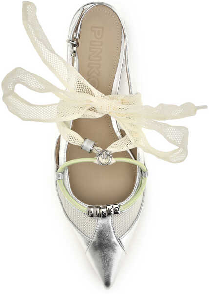 Sandale Pinko Metallic leather Gianira Ballerinas SILVER Femei (BM 19721189) 4