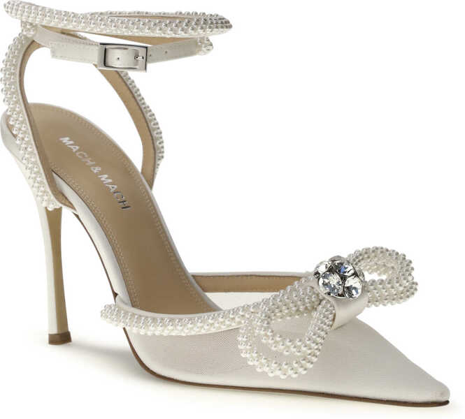 Pantofi cu toc MACH & MACH Double bow satin Pumps WHITE Femei (BM 19721207) 2