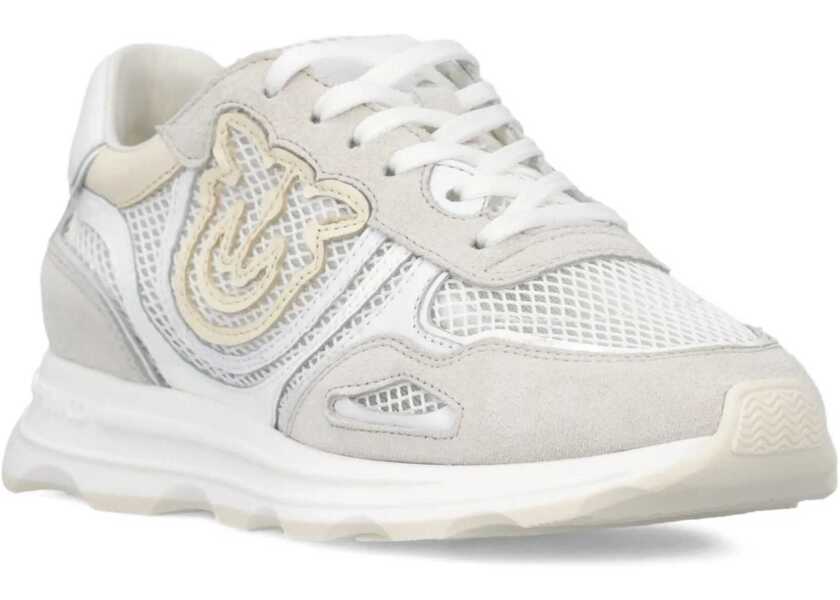 Sneakers Pinko Leather Zoe Sneakers with mesh inserts WHITE Femei (BM 19721213) 2