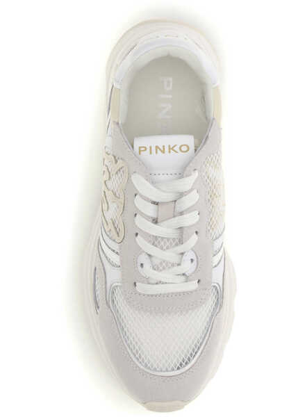 Sneakers Pinko Leather Zoe Sneakers with mesh inserts WHITE Femei (BM 19721213) 4