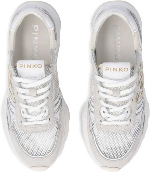 Sneakers Pinko Leather Zoe Sneakers with mesh inserts WHITE Femei (BM 19721213) 5