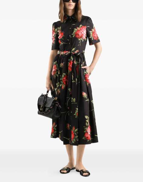 Rochii casual Dolce & Gabbana Midi Dress With Bouquet Print BLACK Femei (BM 19721303) 2