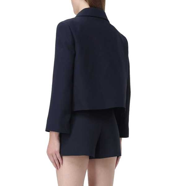 Sacouri Valentino Garavani Valentino Wool And Silk Cropped Blazer Blue Femei (BM 19721493) 3