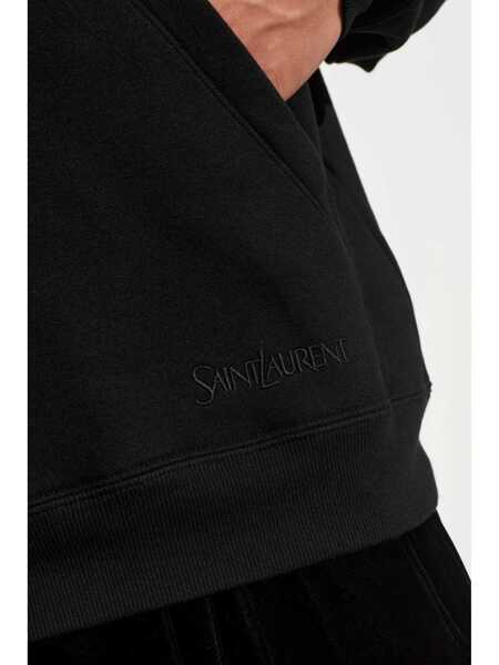 Bluze de trening Saint Laurent Saint Laurent Cotton Hooded Sweatshirt Black Barbati (BM 19721502) 5