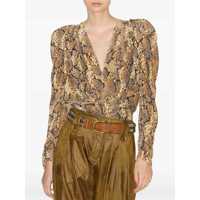 Topuri Isabel Marant Dama - Topuri Isabel Marant Isabel Marant Silk Blend Top Beige Femei (BM 19721514) - B-mall.ro