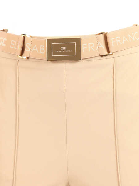 Pantaloni Elisabetta Franchi TROUSERS WITH BELT Beige Femei (BM 19721616) 3