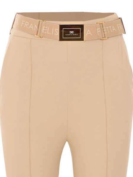 Pantaloni Elisabetta Franchi TROUSERS WITH BELT Beige Femei (BM 19721616) 4